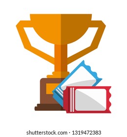 Sport trophy cup with tickets