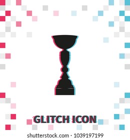 Sport trophy  glitch effect vector icon.