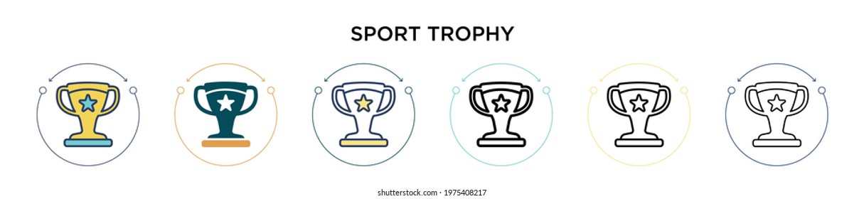 Sport trophy icon in filled, thin line, outline and stroke style. Vector illustration of two colored and black sport trophy vector icons designs can be used for mobile, ui, web