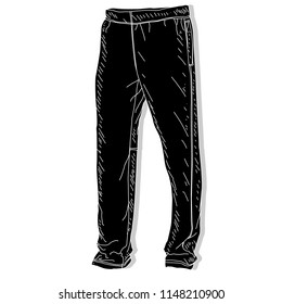 Sport trousers. Sport pants vectot illustration isolated on white bacground.