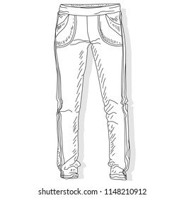 Sport trousers. Sport pants vectot illustration isolated on white bacground.