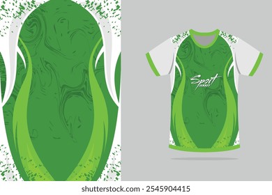 Design de camiseta esporte. Modelo de camisa de esporte mockup design abstrato para jogos, futebol de futebol, corridas, cor branca verde