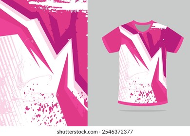 Sport t-shirt design. Sport jersey template mockup abstract design for gaming, football soccer, racing, pink and white color