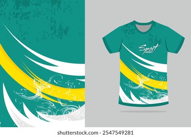 Design de camiseta esporte. Modelo de camisa de esporte mockup design abstrato para jogos, futebol de futebol, corridas, cor verde branca