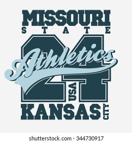 Sport T-shirt design. Kansas City Athletics Typography Graphics. Vector