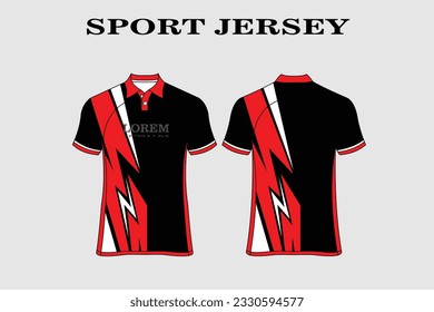 Sport t-shirt design for racing, jersey, cycling, football, gaming, motocross front and back view