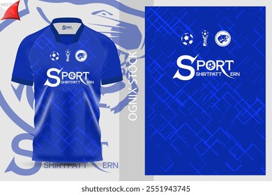 Sport T-shirt design template with cool pattern background 79 for designing printed sports shirts, Football, Volleyball and many sports. Vector sportswear front, shirt model for sports clubs.