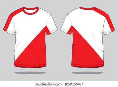 Sport T-Shirt Design White/Red Vector.Front And Back Views.