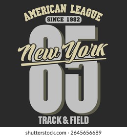 Sport t-shirt graphics. New York City athletic apparel design. Vector