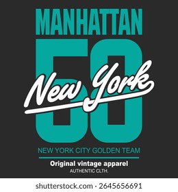 Sport t-shirt graphics. New York City athletic apparel design. Vector