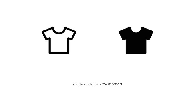 Sport t-shirt icon. Training. wear tear, T-shirt human uniform line and flat icons set, editable stroke isolated on white, linear vector outline illustration, symbol logo design style