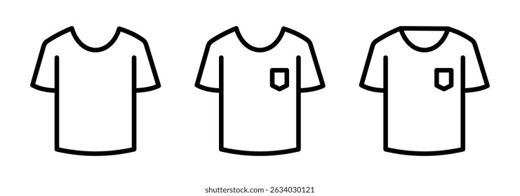 Sport t-shirt icon wear. T-shirt human uniform vector icon, modern concept. Unisex T-shirt fashion flat design. T-shirt fashion flat technical drawing template with short sleeve, crew neck. 