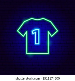 Sport T-Shirt Neon Sign. Vector Illustration of Activity Promotion.