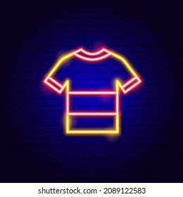 Sport T-Shirt Neon Sign. Vector Illustration of Clothes Promotion.