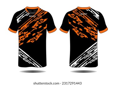 Sport t-shirt texture grunge background for extreme team jersey, racing, cycling, football, motocross, leggings front back view