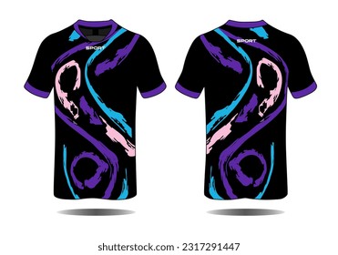 Sport t-shirt texture grunge background for extreme team jersey, racing, cycling, football, motocross, leggings front back view