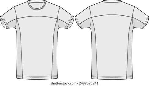 Sport T-Shirt Vector CAD Illustration Mock Up Front and Back View