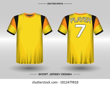 Sport t-shirt vector design template, Soccer jersey mockup for football club. Uniform, front and back view. Adult men's Clothing. Can be used for printing, team or squad logo branding, match event, tournament