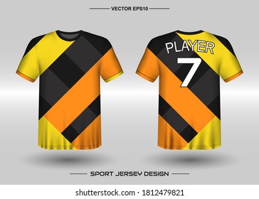 Sport t-shirt vector design template, Soccer jersey mockup for football club. Uniform, front and back view. Adult men's Clothing. Can be used for printing, team or squad logo branding, match event, tournament