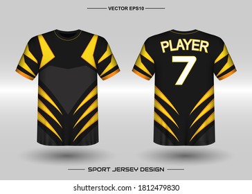 Sport t-shirt vector design template, Soccer jersey mockup for football club. Uniform, front and back view. Adult men's Clothing. Can be used for printing, team or squad logo branding, match event, tournament
