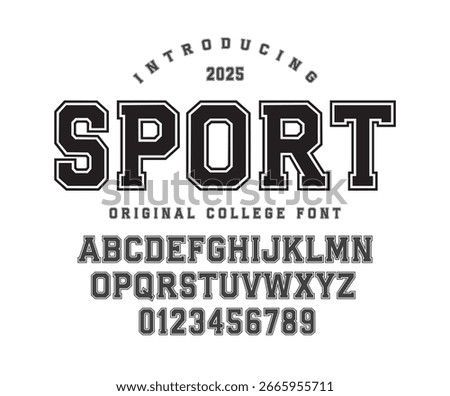 Sport typeface vector. College sport font in american style for football, baseball or basketball logos and t-shirt.
