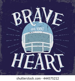 Sport Typography, Football motivation, T-shirt graphics, Vintage style Print for sportswear apparel. vector