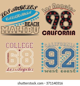 Sport Typography Graphics emblem set, T-shirt Printing Design. Athletic original wear, Vintage Print for sportswear apparel