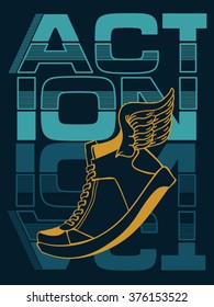 sport typography, sneakers  graphics, vectors