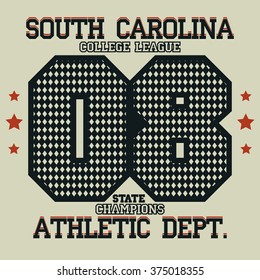 Sport Typography, University Athletic Dept. T-shirt graphics, Vintage Print for sportswear apparel. vector
