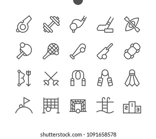 Sport UI Pixel Perfect Well-crafted Vector Thin Line Icons 48x48 Grid for Web Graphics and Apps. Simple Minimal Pictogram Part 1-2