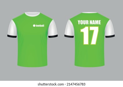 Sport Uniform Mockup Realistic Advertising Composition With Front And Rear View Of Green Tee Shirt With Number Isolated Vector Illustration