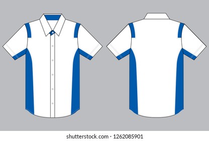 Sport Uniform Shirt Design White-Blue Vector.Front And Back View.