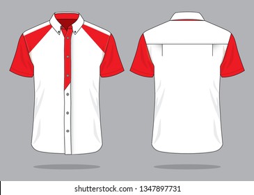 Sport Uniforms Shirt Design White-Red Vector.Front And Back View.