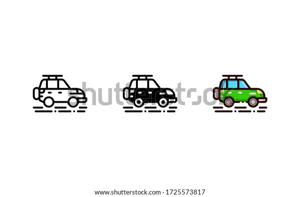 Sport Utility Vehicle car icon. With outline,\
glyph, and filled outline\
style