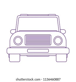 Sport utility vehicle. Crossover SUV. Urban car. Front view linear vector illustration. Coloring book pages for adults and kids