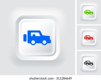 Sport Utility Vehicle on White Square Button