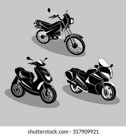Sport vector black and white bikes vector image design set.