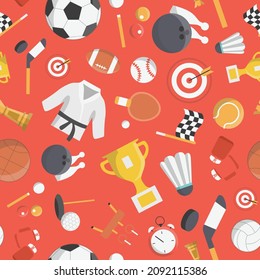 Sport - Vector color background (seamless pattern) of symbols type of sports for graphic design