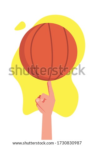 Sport vector concept: Spinning the basket ball using the middle finger