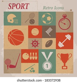 Sport vector flat retro icons