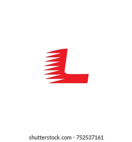 Sport vector font. Dynamic alphabet bold italic L letter, red symbol on white background. Business corporate logo.