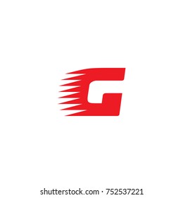 Sport vector font. Dynamic alphabet bold italic G letter, red symbol on white background. Business corporate logo.