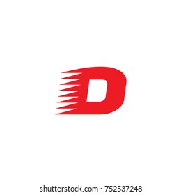 Sport vector font. Dynamic alphabet bold italic D letter, red symbol on white background. Business corporate logo.
