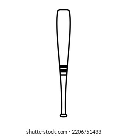 Sport vector icon illustration symbol baseball bat. Line game design equipment sign. Outline league play activity training object and american leisure. Thin black handle line icon silhouette pictogram