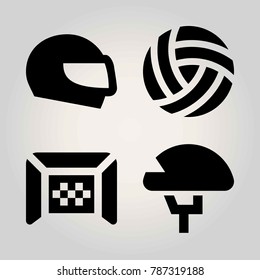 Sport vector icon set. ball, football gate, gate and helmet