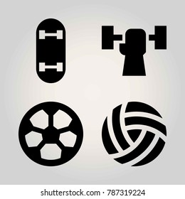 Sport vector icon set. ball, football, skateboard and weightlifting