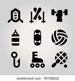 Sport vector icon set. ball, hook, volleyball  and tennis