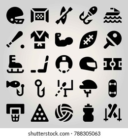 Sport vector icon set. ball, football, bottle and field