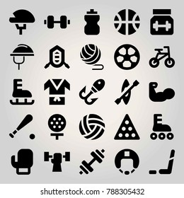 Sport vector icon set. ball, volleyball , weightlifting and fishing