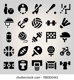Sport vector icon set. ball, dumbbell, football and bowling